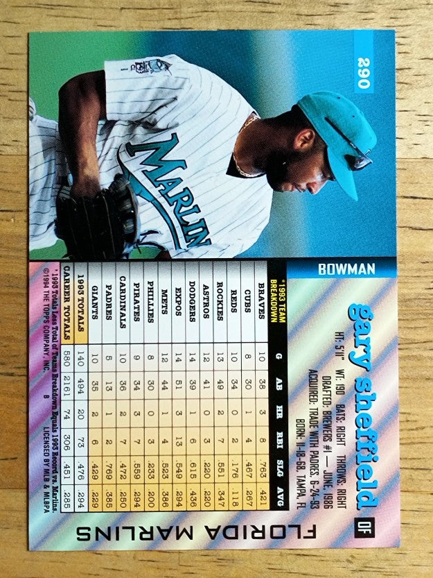 1994 Bowman #290 Gary Sheffield