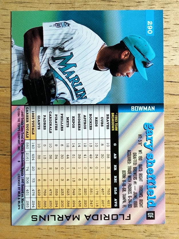 1994 Bowman #290 Gary Sheffield