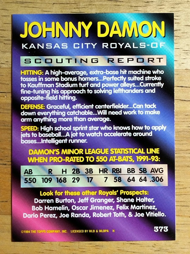 1994 Bowman #373 Johnny Damon FOIL