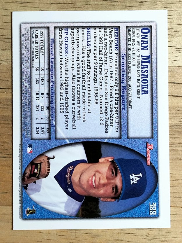 1998 Bowman #388 Onan Masaoka