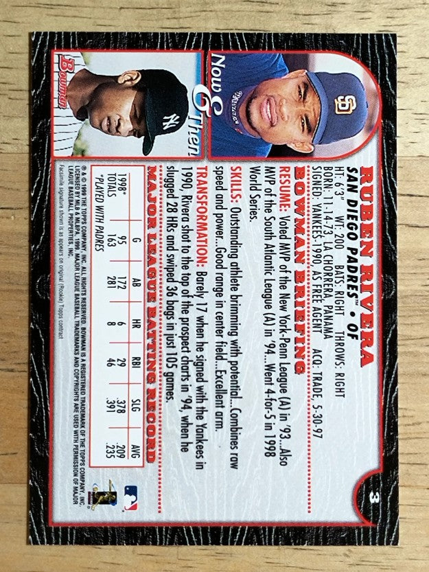 1999 Bowman #3 Ruben Rivera