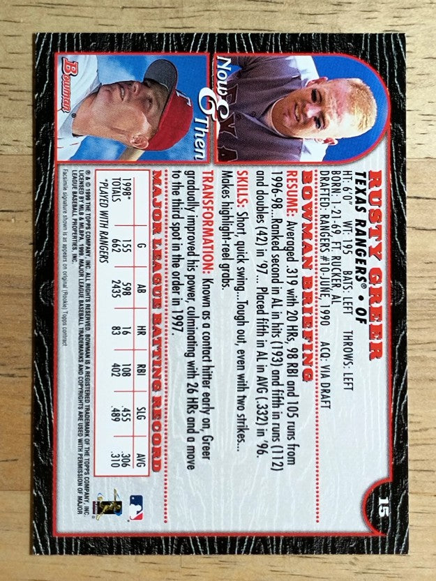 1999 Bowman #15 Rusty Greer