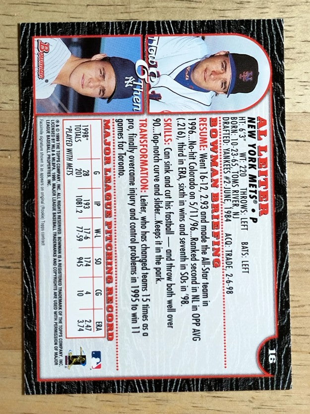 1999 Bowman #16 Al Leiter