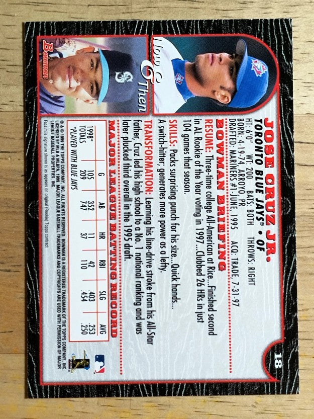 1999 Bowman #18 Jose Cruz Jr.