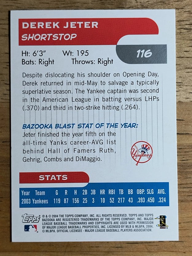 2004 Bazooka #116A Derek Jeter Fielding