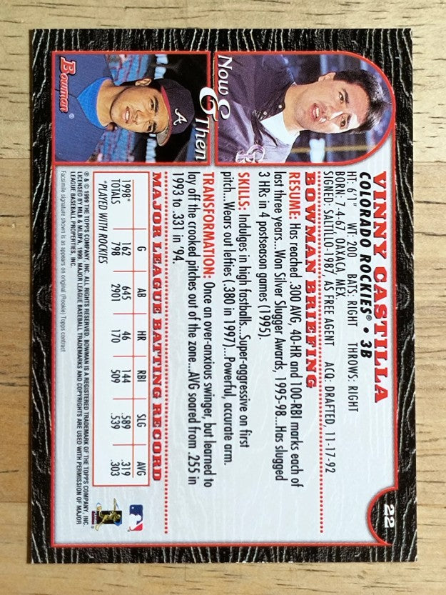 1999 Bowman #22 Vinny Castilla