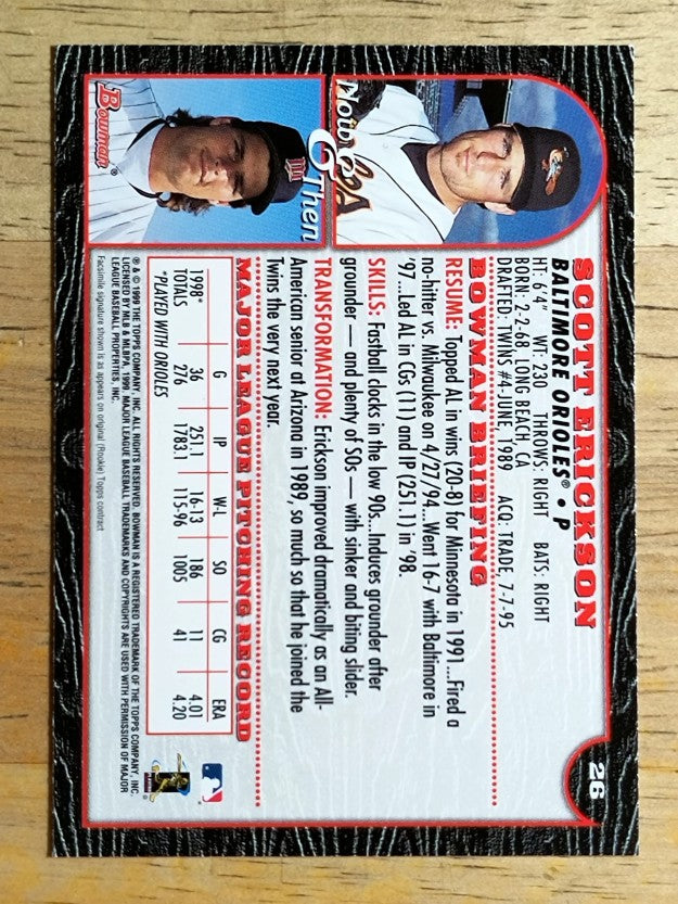 1999 Bowman #26 Scott Erickson