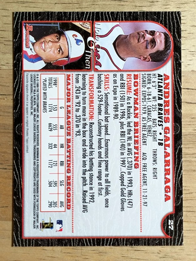 1999 Bowman #27 Andres Galarraga