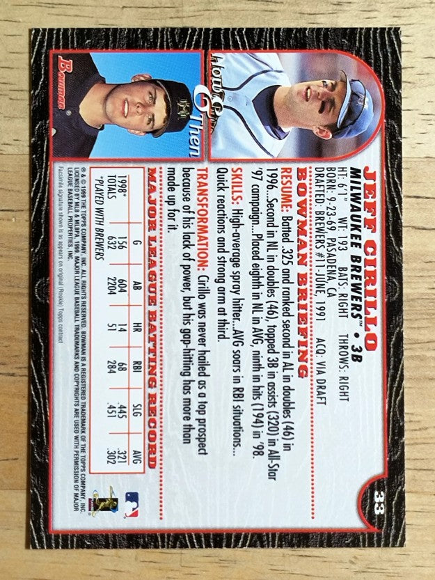 1999 Bowman #33 Jeff Cirillo