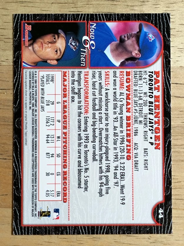 1999 Bowman #44 Pat Hentgen