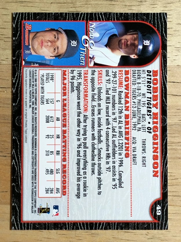 1999 Bowman #49 Bobby Higginson