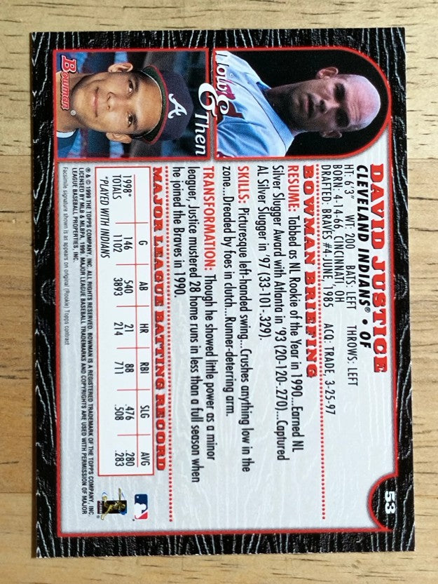 1999 Bowman #53 David Justice