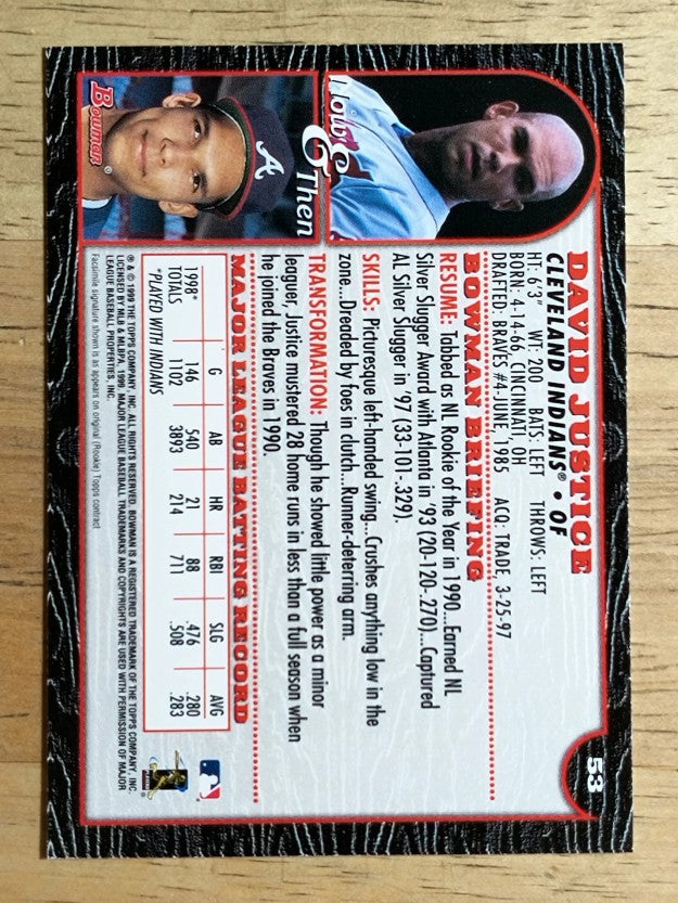 1999 Bowman #53 David Justice