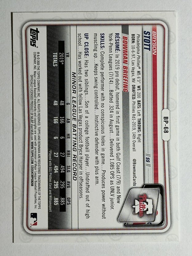 2020 Bowman Prospects #BP68 Bryson Stott