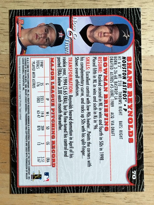 1999 Bowman #70 Shane Reynolds