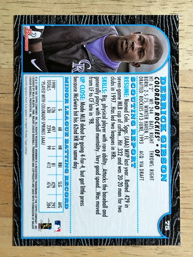 1999 Bowman #75 Derrick Gibson