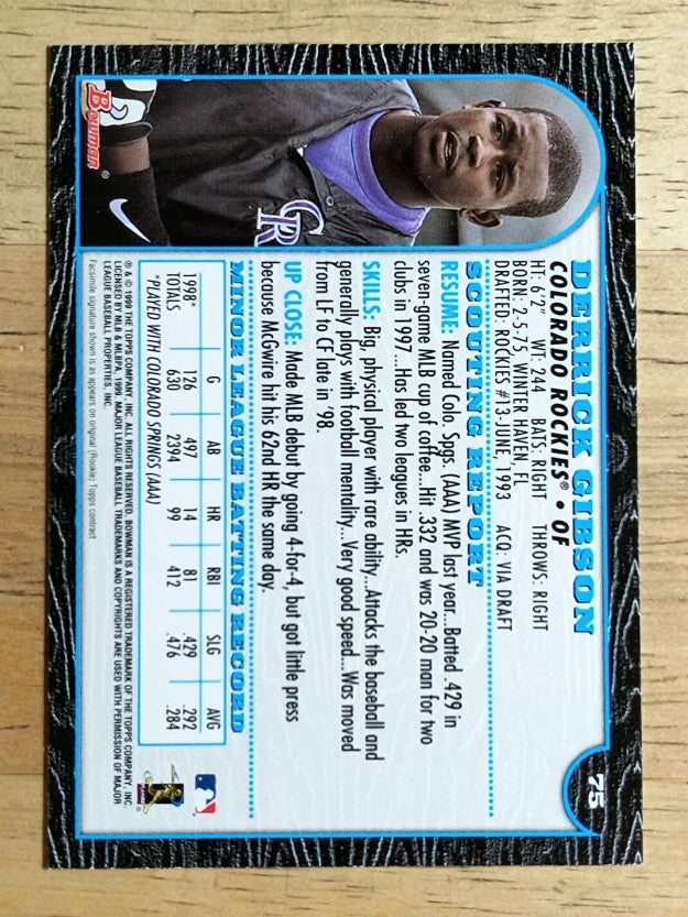 1999 Bowman #75 Derrick Gibson