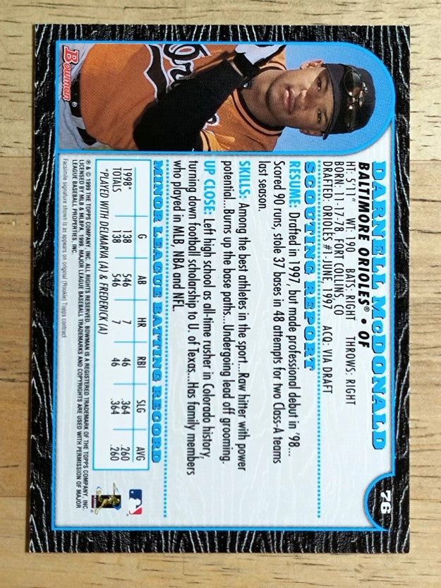 1999 Bowman #76 Darnell McDonald