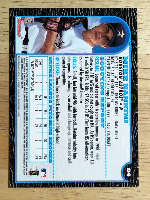 1999 Bowman #84 Mike Nannini RC