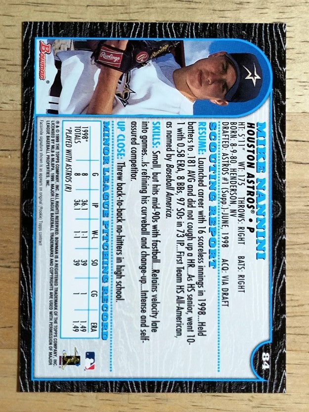 1999 Bowman #84 Mike Nannini RC