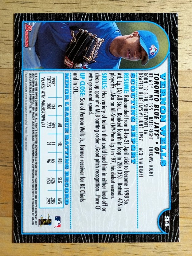 1999 Bowman #94 Vernon Wells