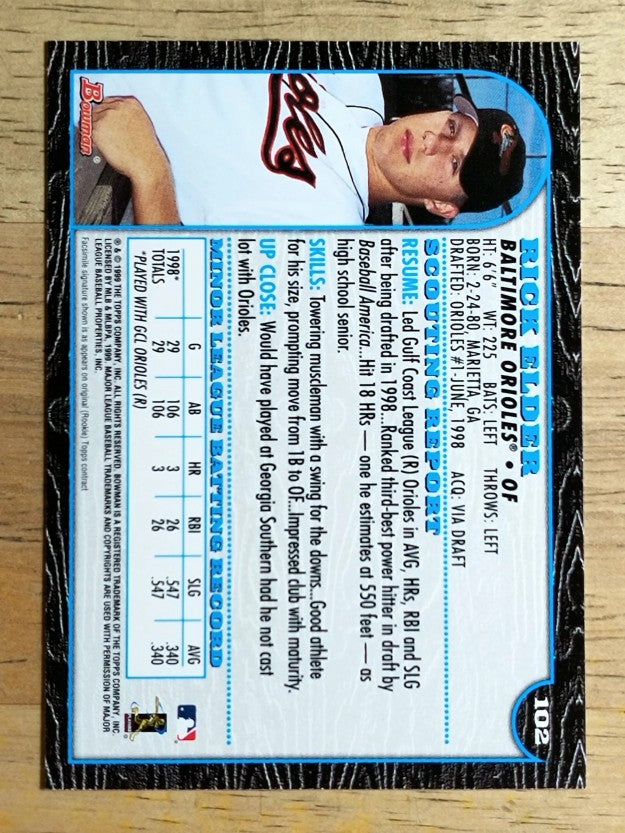 1999 Bowman #102 Rick Elder RC