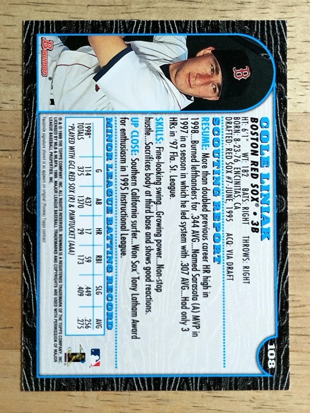 1999 Bowman #108 Cole Liniak