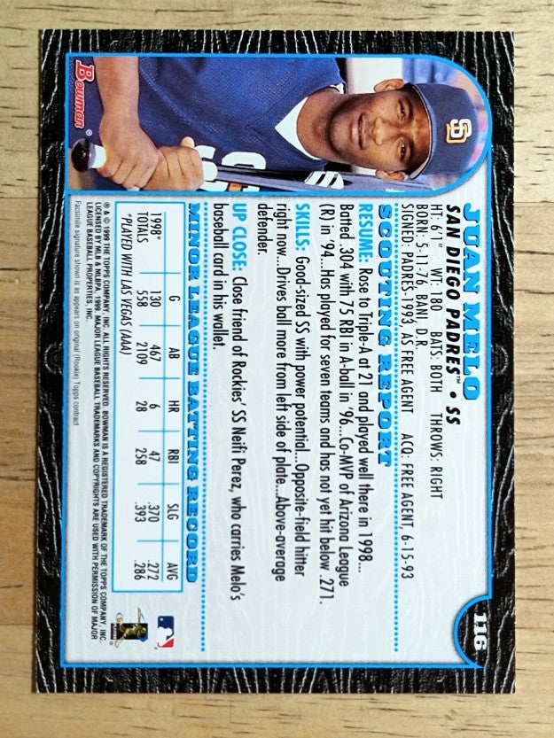 1999 Bowman #116 Juan Melo