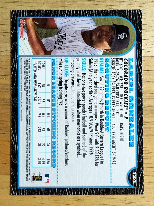 1999 Bowman #124 Lariel Gonzalez