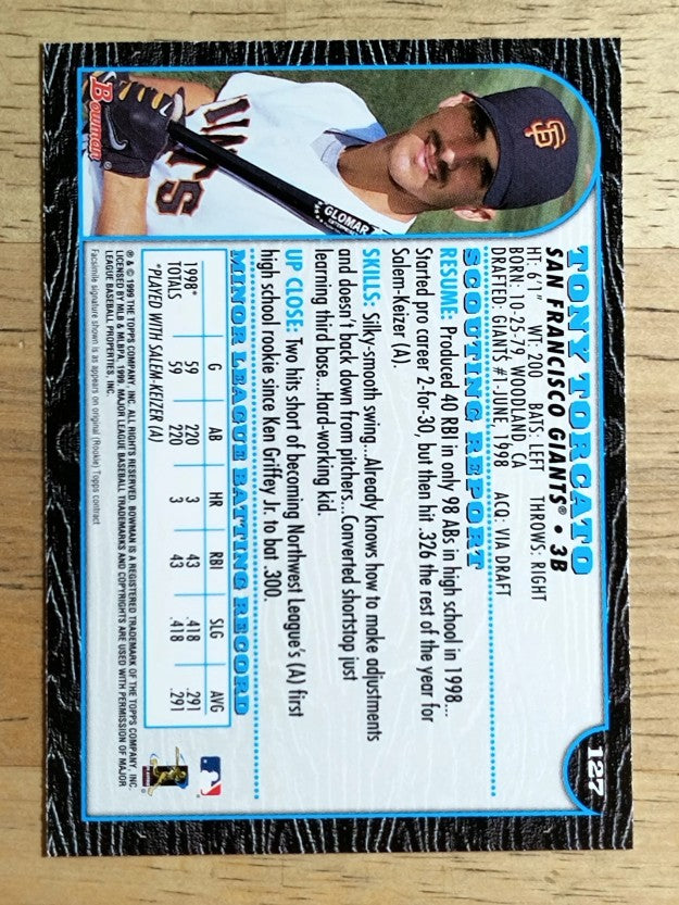 1999 Bowman #127 Tony Torcato RC