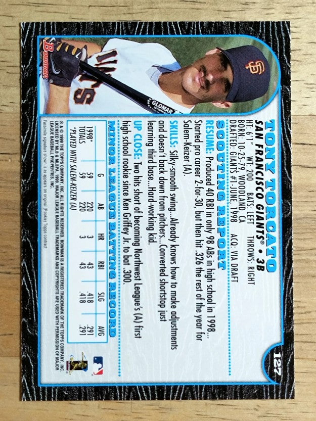 1999 Bowman #127 Tony Torcato RC