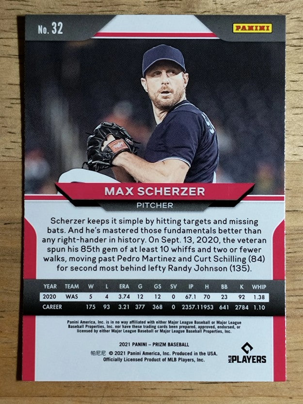 2021 Panini Prizm #32 Max Scherzer