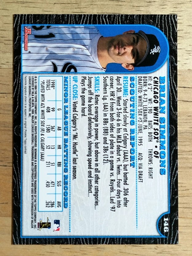 1999 Bowman #146 Brian Simmons