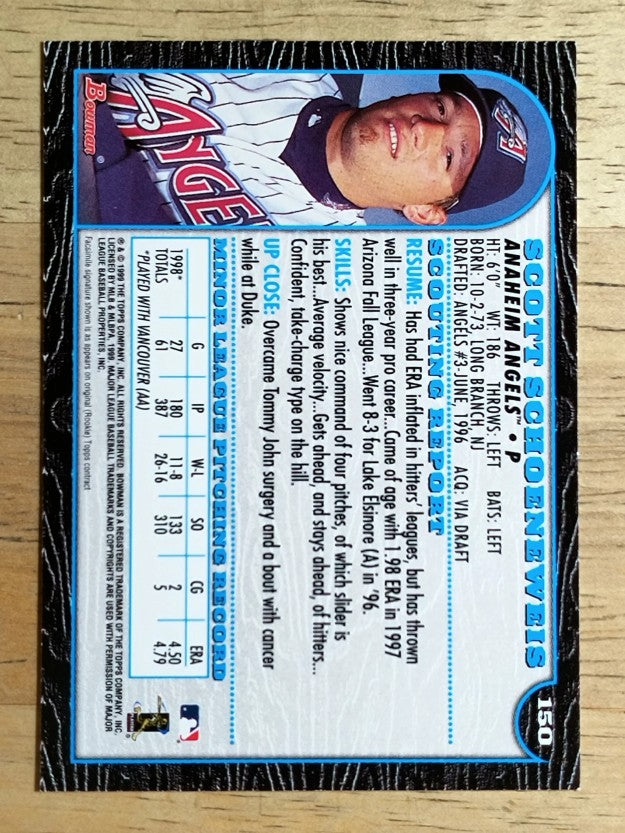 1999 Bowman #150 Scott Schoeneweis