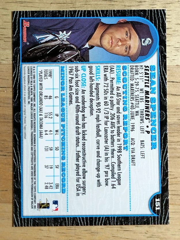 1999 Bowman #151 Sean Spencer RC