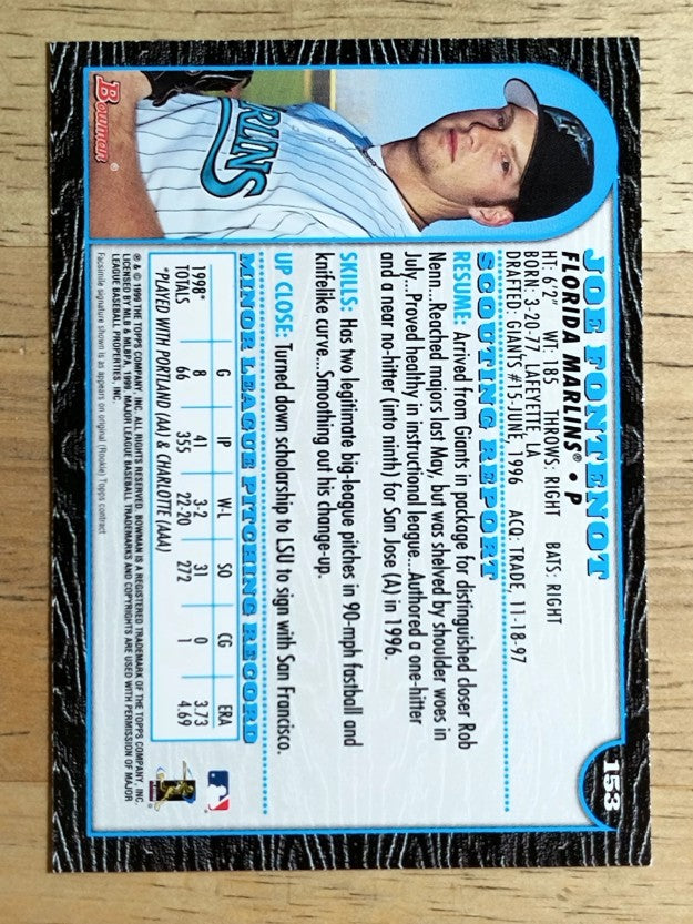 1999 Bowman #153 Joe Fontenot