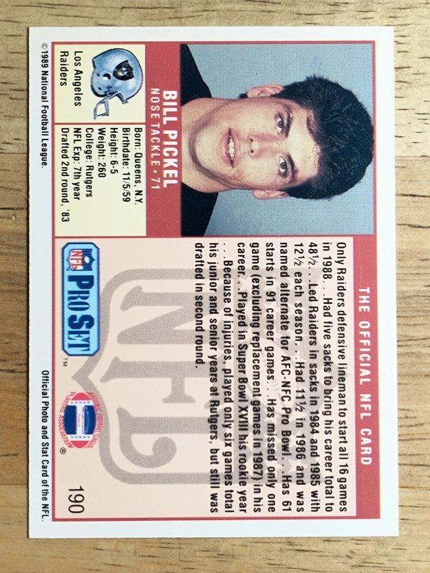 1989 Pro Set #190 Bill Pickel