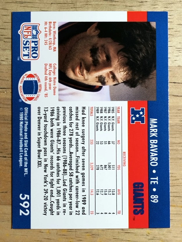 1990 Pro Set #592 Mark Bavaro