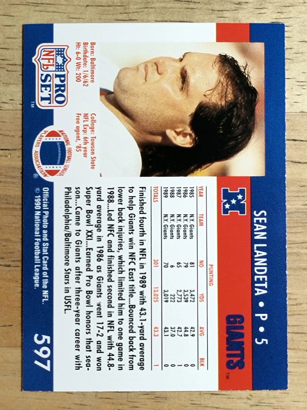 1990 Pro Set #597 Sean Landeta