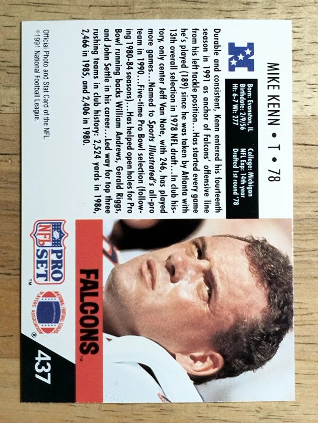 1991 Pro Set #437 Mike Kenn
