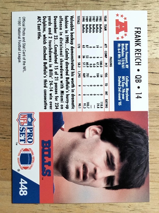 1991 Pro Set #448 Frank Reich