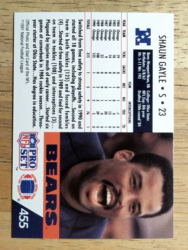 1991 Pro Set #455 Shaun Gayle