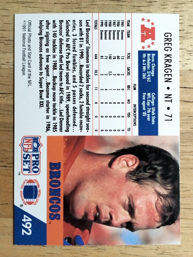 1991 Pro Set #492 Greg Kragen