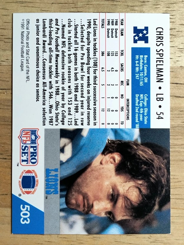 1991 Pro Set #503 Chris Spielman