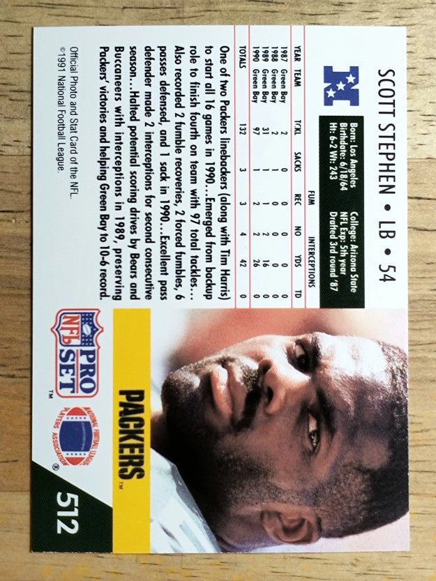 1991 Pro Set #512 Scott Stephen RC
