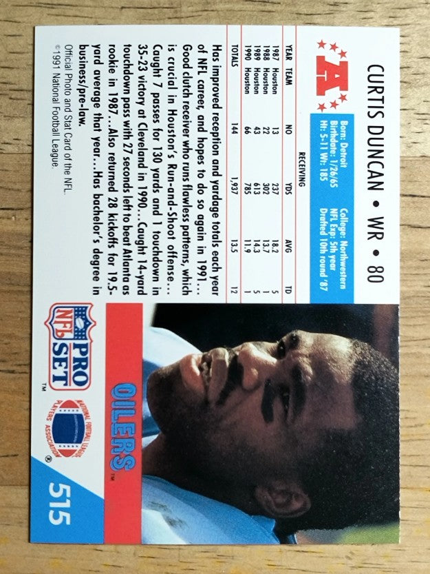 1991 Pro Set #515 Curtis Duncan