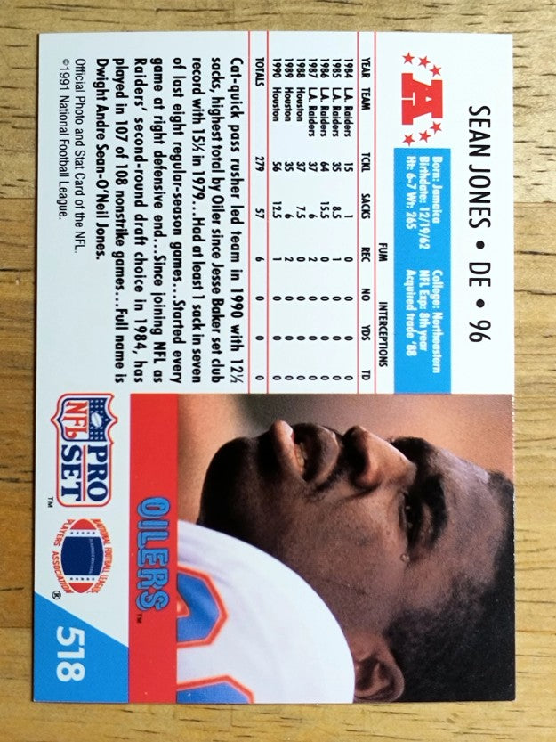 1991 Pro Set #518 Sean Jones