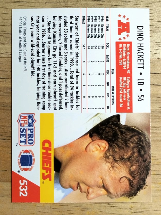 1991 Pro Set #532 Dino Hackett