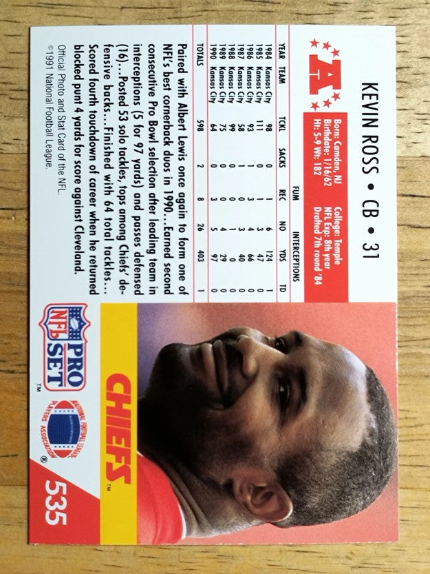 1991 Pro Set #535 Kevin Ross