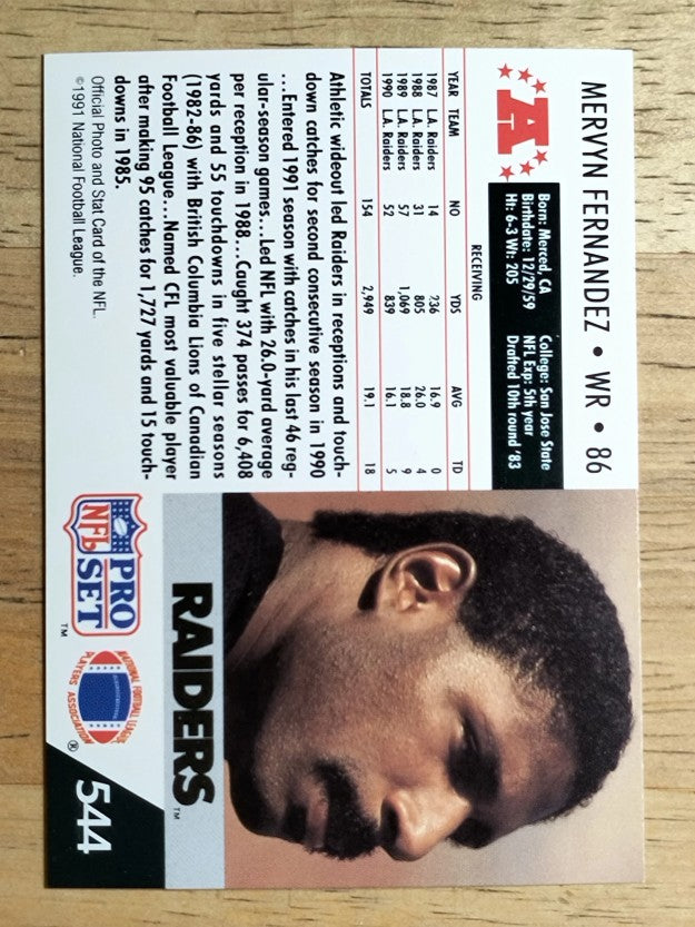 1991 Pro Set #544 Mervyn Fernandez